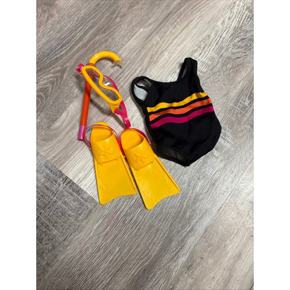 Vintage Pleasant Company Swim Set Snorkel Goggles Fins 90s AGOT Pool Outfit